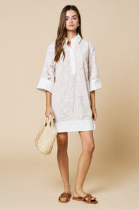 Contrast Embroidered Mini Dress
