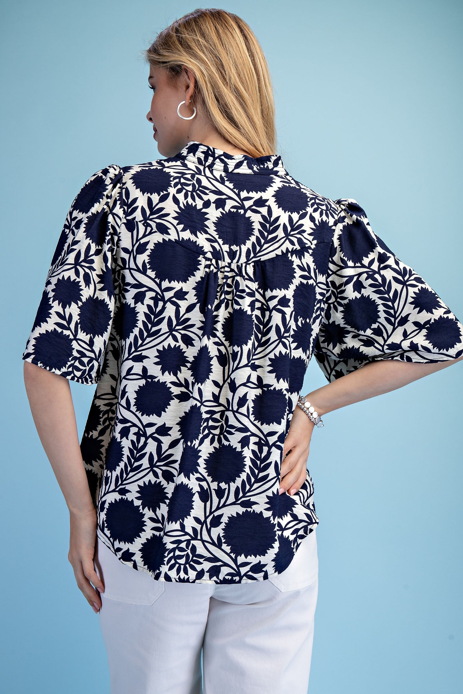 Navy Printed Blouse