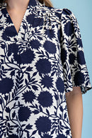 Navy Printed Blouse