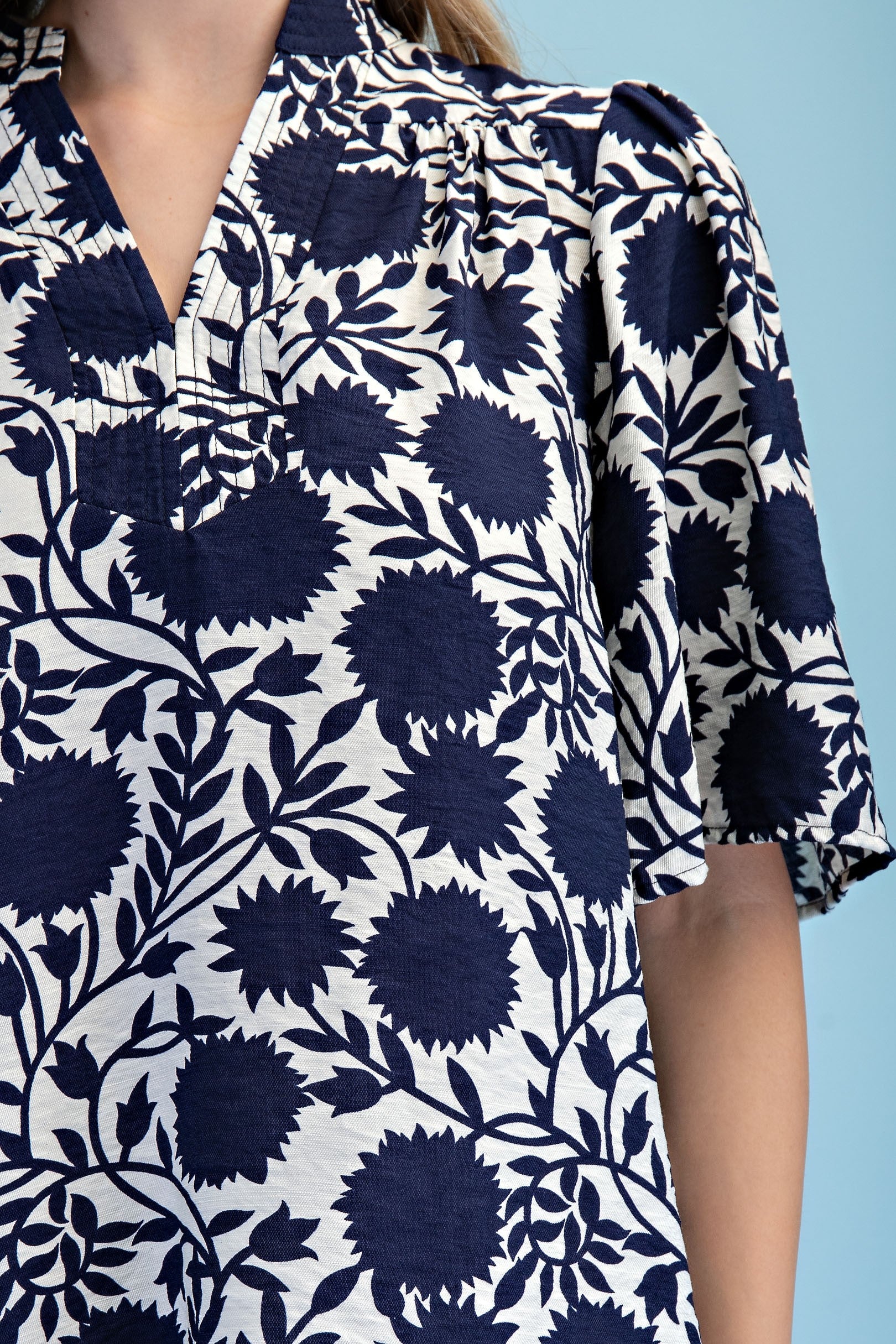 Navy Printed Blouse