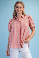 Embroidered Gingham Button Down