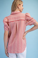 Embroidered Gingham Button Down