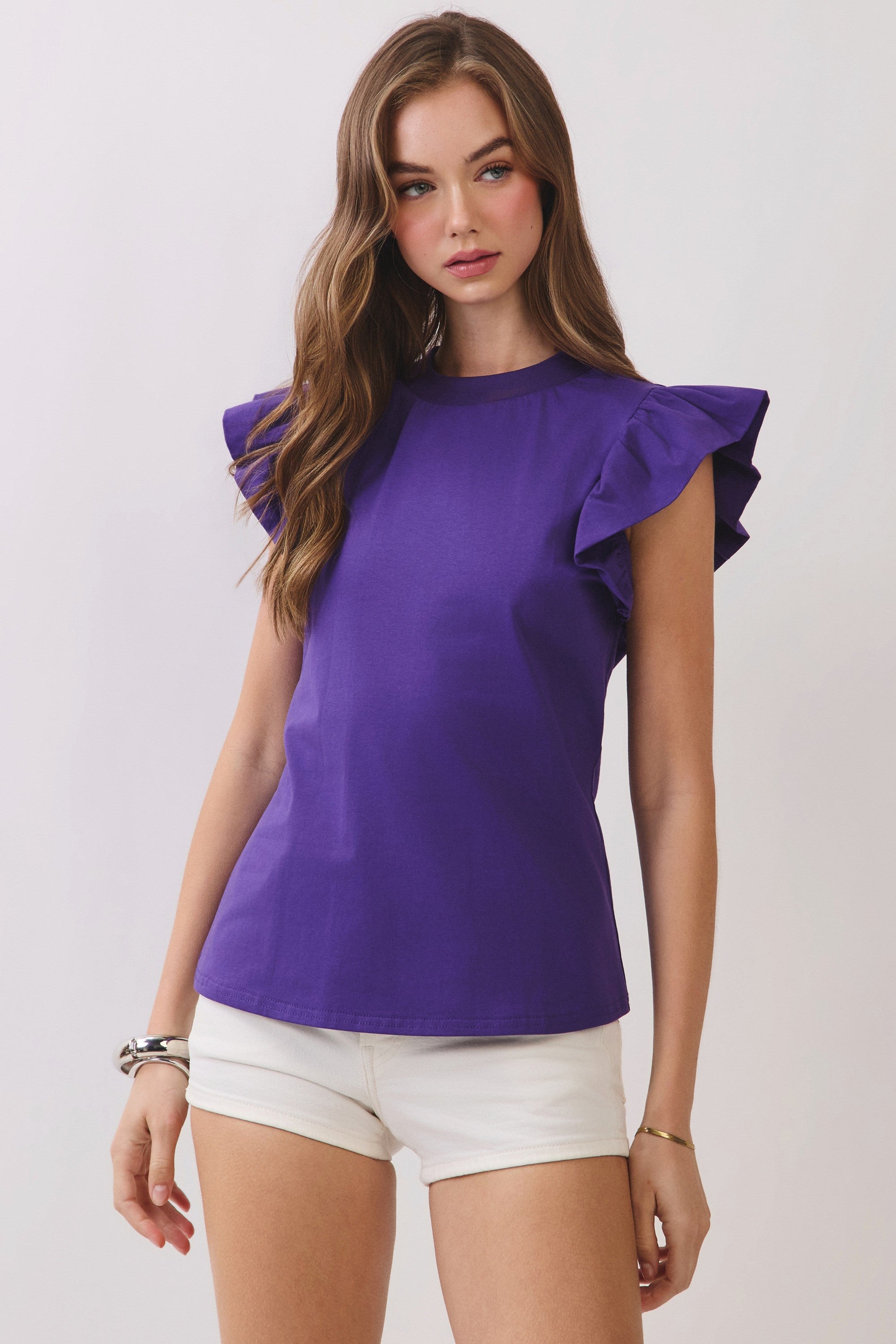 Flutter Sleeve Sleeveless Top