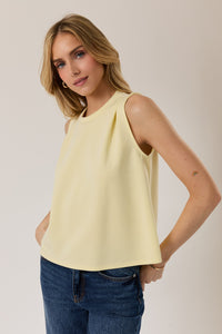 Round Neck Pleated Shoulder Top