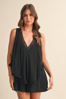 Lace Trim Flowy Romper