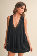 Lace Trim Flowy Romper