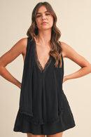 Lace Trim Flowy Romper