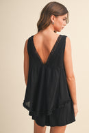 Lace Trim Flowy Romper