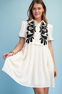 Embroidered Applique Mini Dress