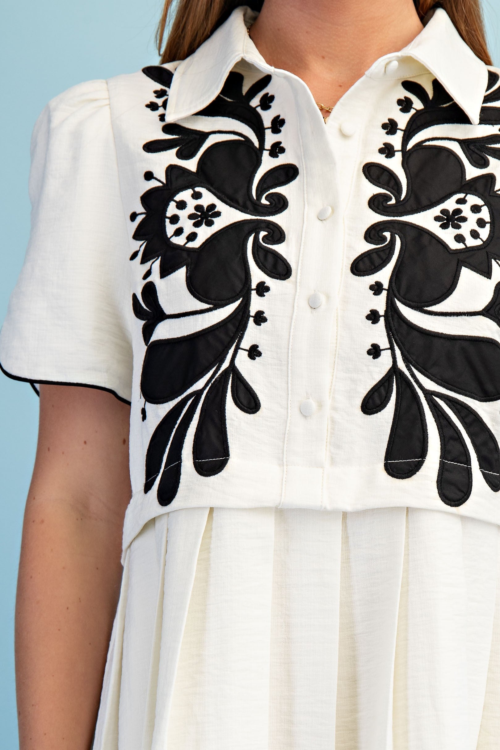 Embroidered Applique Mini Dress