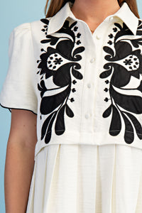 Embroidered Applique Mini Dress