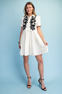 Embroidered Applique Mini Dress