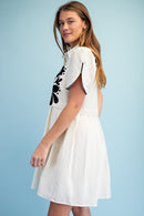 Embroidered Applique Mini Dress