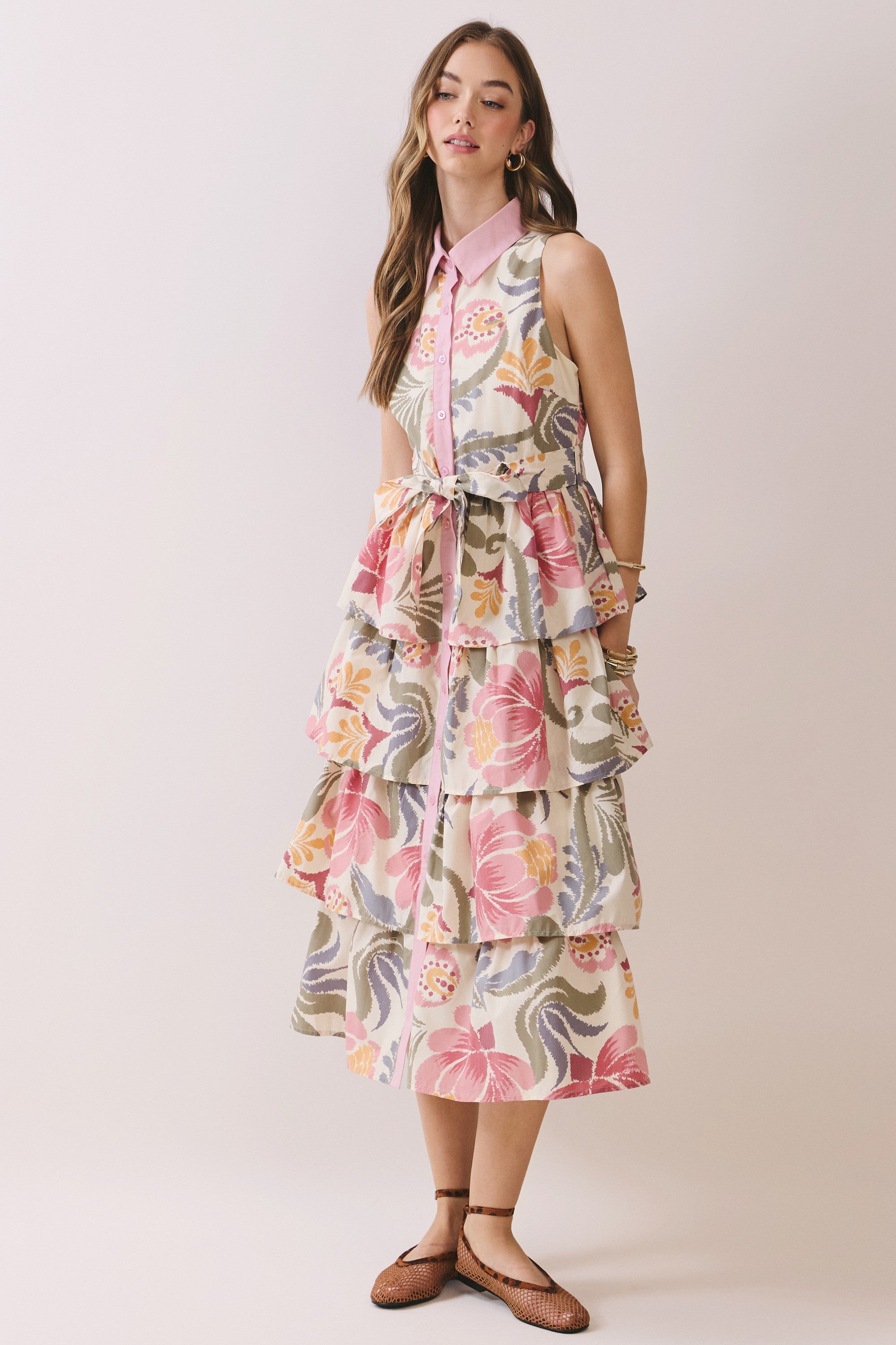 Floral Tiered Midi Dress