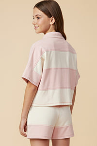 Girls Color Blocked Half Zip Top