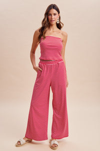 Red Striped Tube Top/Pant Set