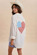 Heart Patch Gauze Button-Up