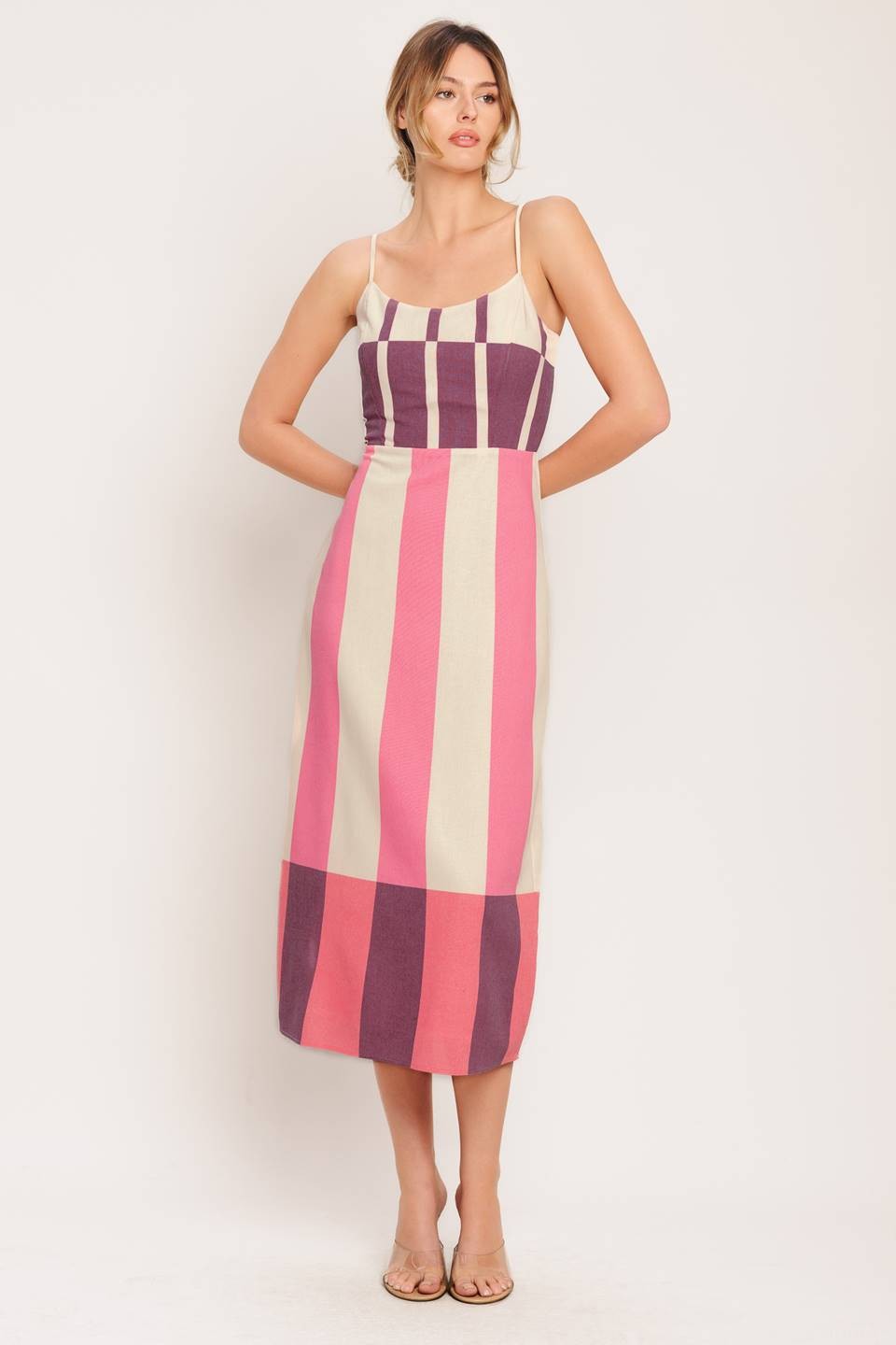 Contrast Striped Midi Dress