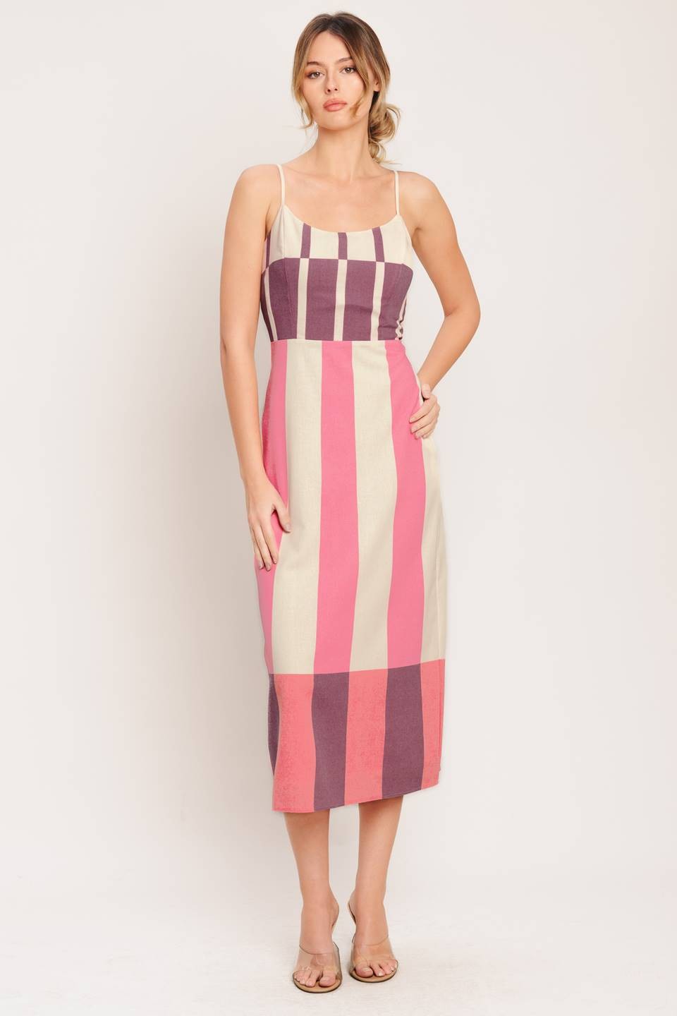 Contrast Striped Midi Dress