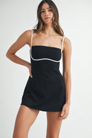 Black Contrast Binding Romper