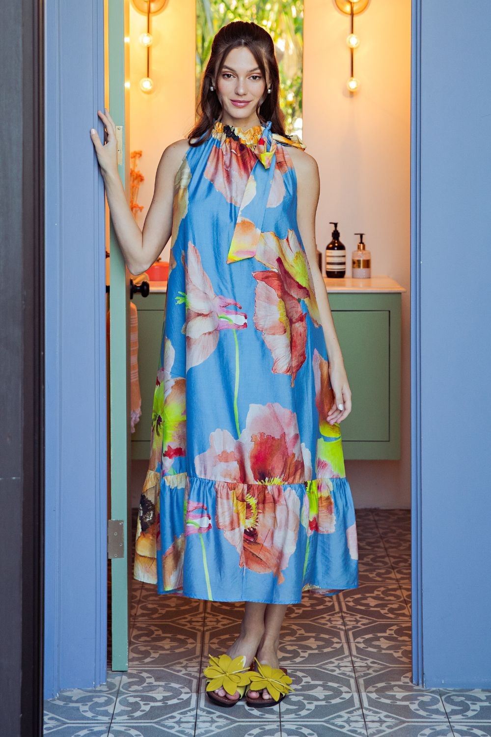 Floral Halter Midi Dress