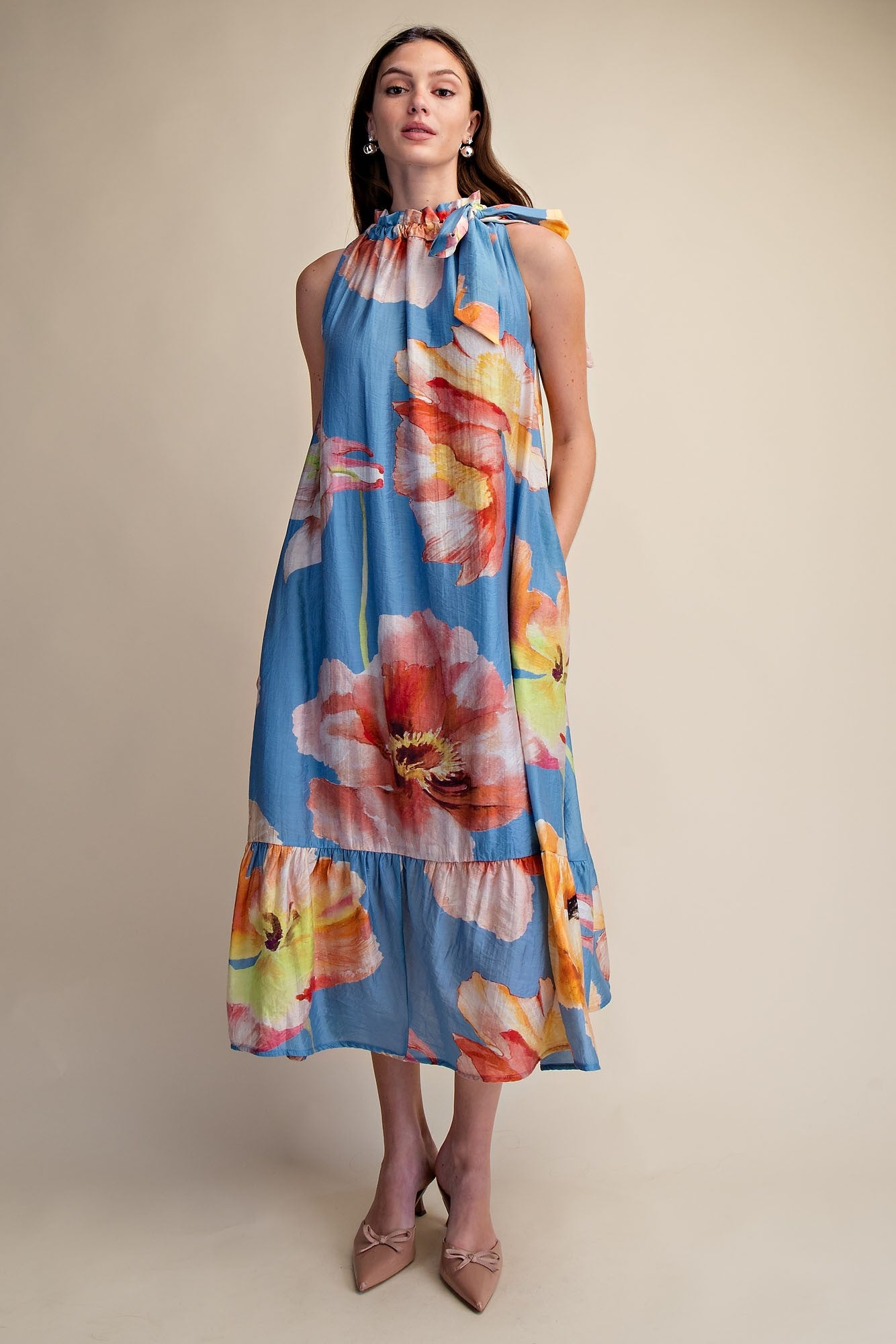Floral Halter Midi Dress