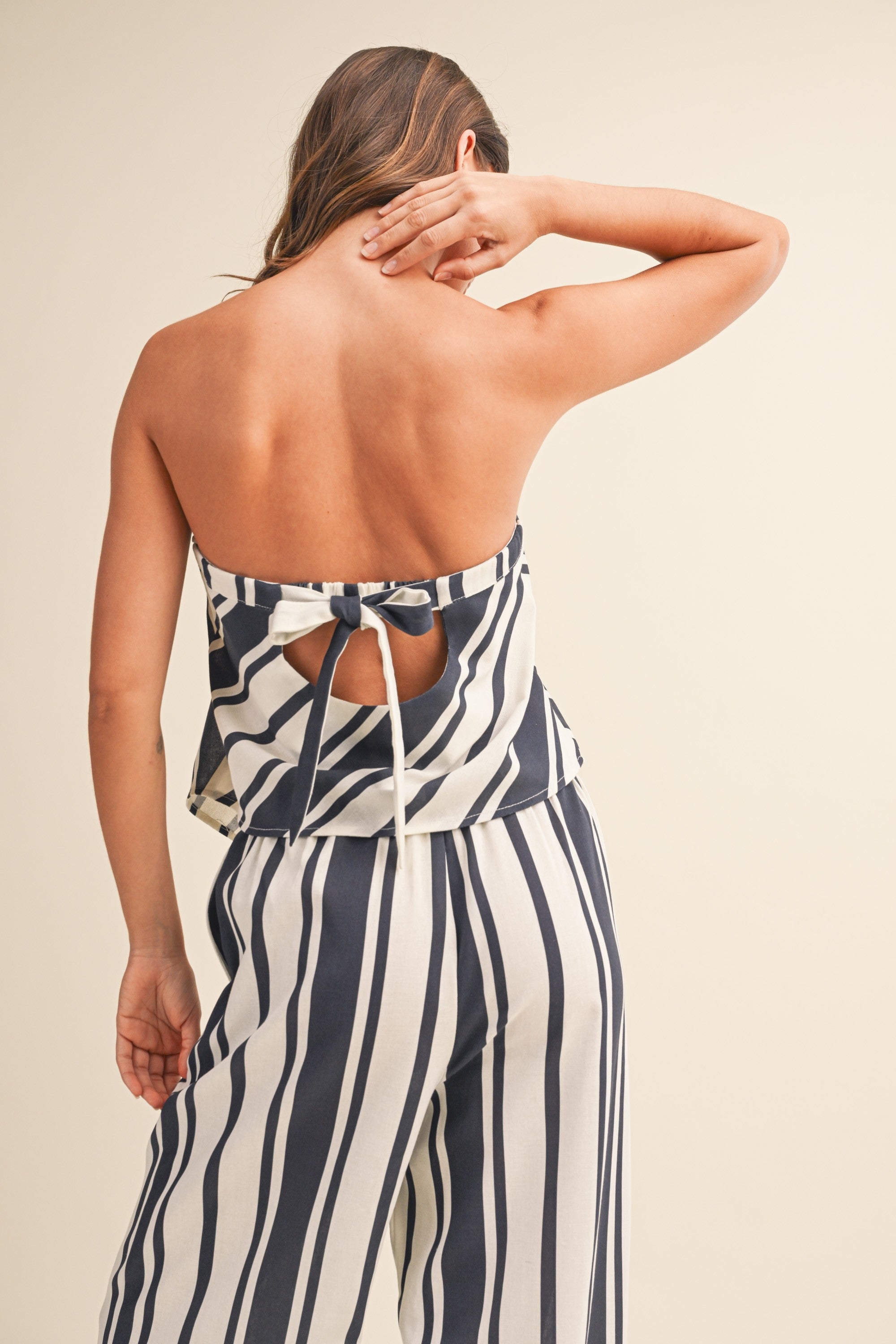 Striped Linen Tube Top Set