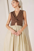 Twist Front Cutout Midi Dress