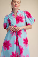 Floral Puff Sleeve Midi Dress