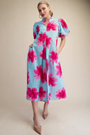 Floral Puff Sleeve Midi Dress