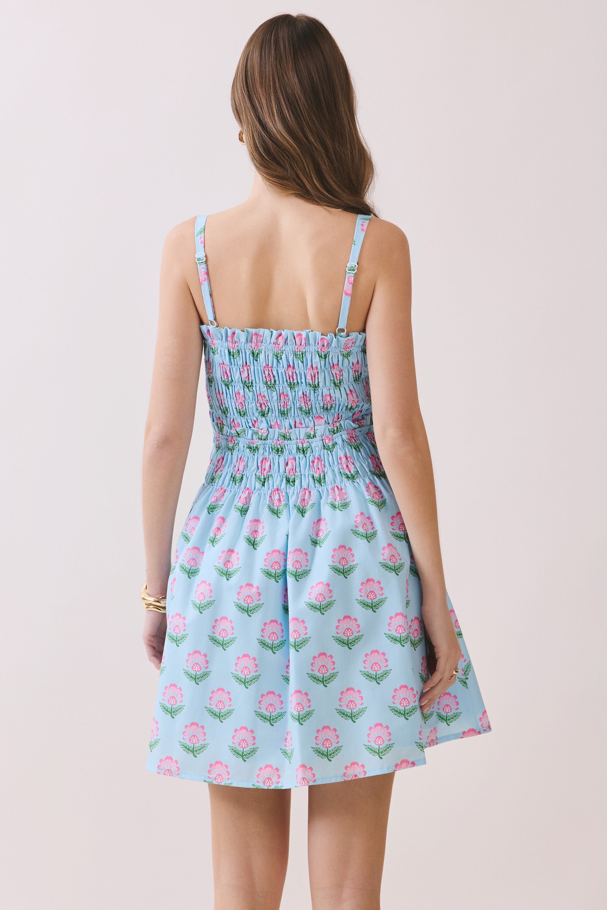 Floral Smocked Bodice Mini Dress