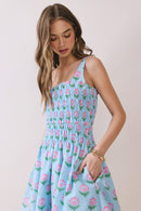 Floral Smocked Bodice Mini Dress
