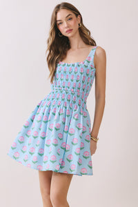 Floral Smocked Bodice Mini Dress