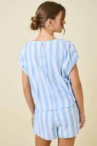 Striped Side Ruched Top