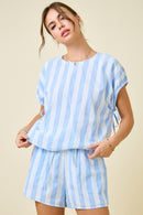 Striped Side Ruched Top