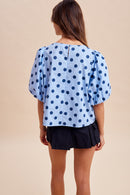 Polka Dot Puff Sleeve Blouse
