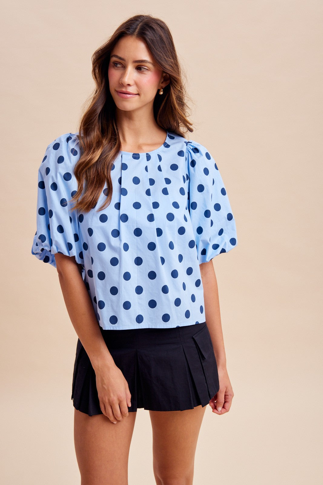 Polka Dot Puff Sleeve Blouse