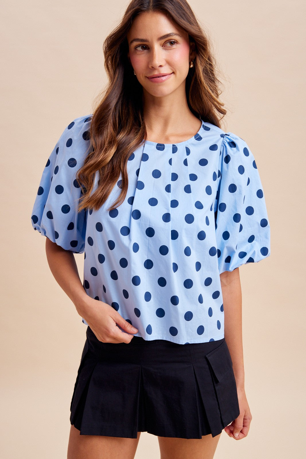 Polka Dot Puff Sleeve Blouse