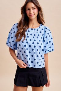Polka Dot Puff Sleeve Blouse