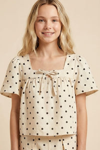 Polka Dot Square Neck Top