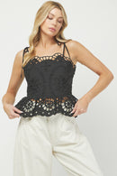 Cotton Eyelet Peplum Top