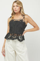 Cotton Eyelet Peplum Top