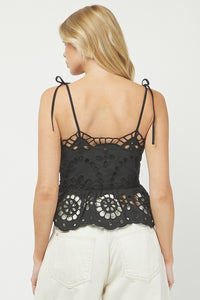 Cotton Eyelet Peplum Top