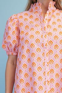 Printed Button Down Midi Dress