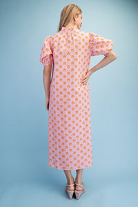 Printed Button Down Midi Dress