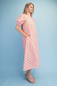 Printed Button Down Midi Dress