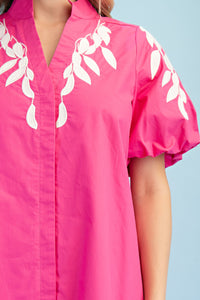 Hot Pink Embroidered Dress