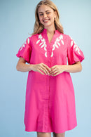 Hot Pink Embroidered Dress