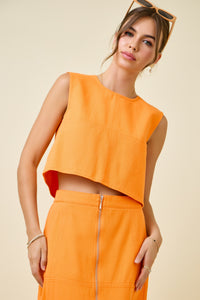 Orange Denim Crop Top
