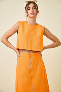 Orange Denim Crop Top